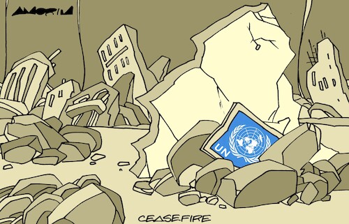 Cartoon: Building rubble (medium) by Amorim tagged un,israel,gaza,hamas,palestine,un,israel,gaza,hamas,palestine