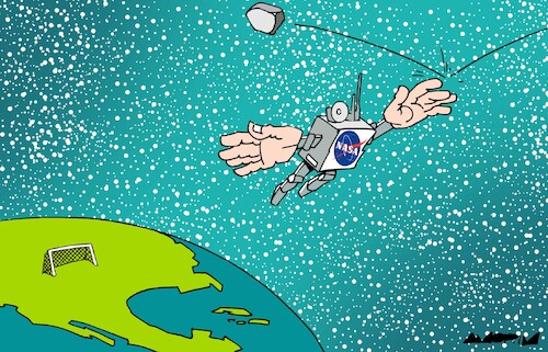 Cartoon: DART mission (medium) by Amorim tagged nasa,satellite,asteroid