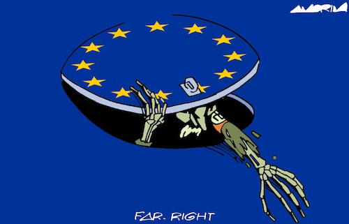 Cartoon: Dungeons (medium) by Amorim tagged european,union,far,right,european,union,far,right