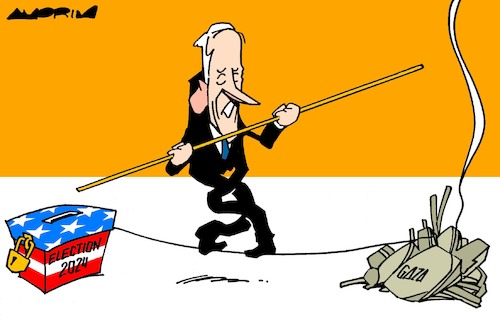 Cartoon: Election campaign (medium) by Amorim tagged biden,gaza,2024,us,elections,biden,gaza,2024,us,elections