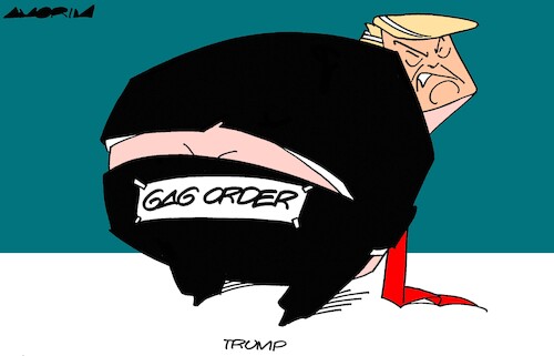 Cartoon: Gag order (medium) by Amorim tagged usa,trump,2024,presidential,election,usa,trump,2024,presidential,election