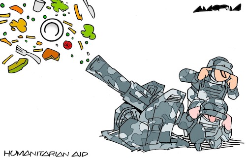 Cartoon: Humanitarian aid (medium) by Amorim tagged usa,israel,gaza,usa,israel,gaza