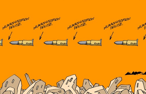 Cartoon: Humanitarian pause (medium) by Amorim tagged israel,gaza,palestine,hamas,israel,gaza,palestine,hamas