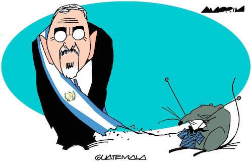 Cartoon: Knitting (medium) by Amorim tagged bernardo,arevalo,guatemala,corruption,bernardo,arevalo,guatemala,corruption
