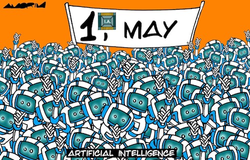Cartoon: Labor days (medium) by Amorim tagged workers,may,1st,artificial,intelligence,workers,may,1st,artificial,intelligence