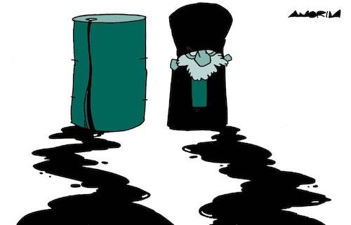 Cartoon: Leaks (medium) by Amorim tagged iran,usa,oil,iran,usa,oil