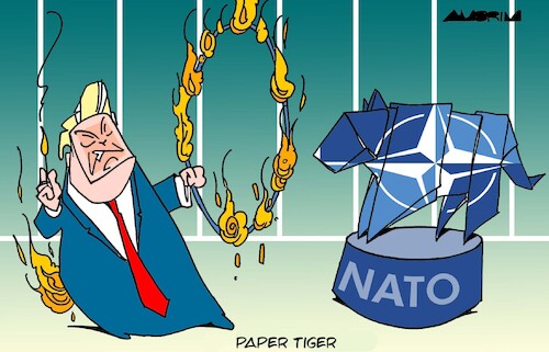 Cartoon: Paper tiger (medium) by Amorim tagged nato,trump,iran,nato,trump,iran