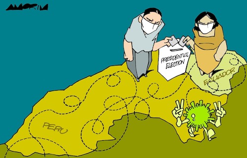 Cartoon: Peru... Ecuador... (medium) by Amorim tagged peru,ecuador,covid19