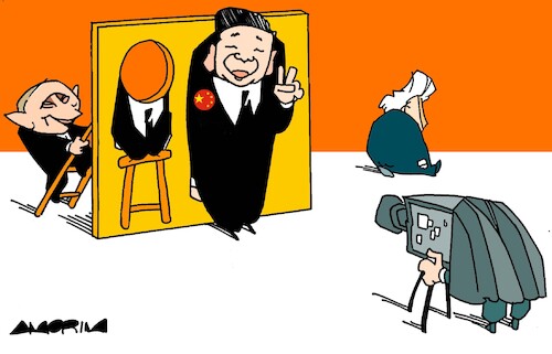Cartoon: Photo time (medium) by Amorim tagged xijimping,trump,putin,xijimping,trump,putin