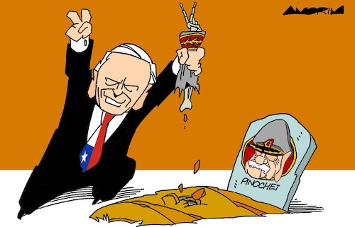 Cartoon: Returns (medium) by Amorim tagged chile,joseantoniokast,augustopinochet,chile,joseantoniokast,augustopinochet