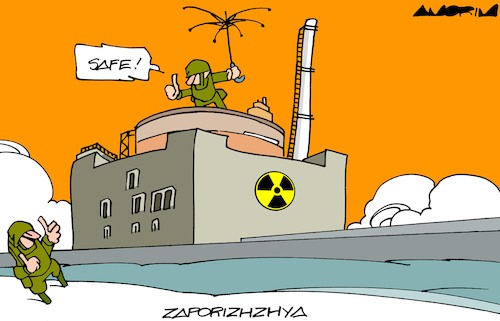 Cartoon: Safe zone (medium) by Amorim tagged zaporizhzhia,nuclear,power,plant,ukraine,russia,zaporizhzhia,nuclear,power,plant,ukraine,russia