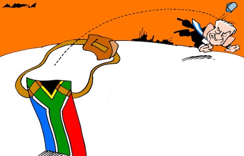 Cartoon: South African slingshot (medium) by Amorim tagged netanyahu,south,africa,gaza,netanyahu,south,africa,gaza