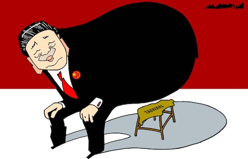 Cartoon: Stool (medium) by Amorim tagged china,taiwan,xi,jinping,china,taiwan,xi,jinping