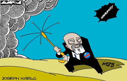 Cartoon: Umbrellas (medium) by Amorim tagged drcongo,josephkabila,immunity,m23,drcongo,josephkabila,immunity,m23