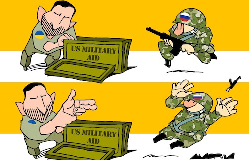 Cartoon: US aid (medium) by Amorim tagged usa,ukraine,russia,usa,ukraine,russia