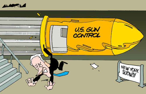 Cartoon: U.S. gun control (medium) by Amorim tagged biden,gun,control,usa