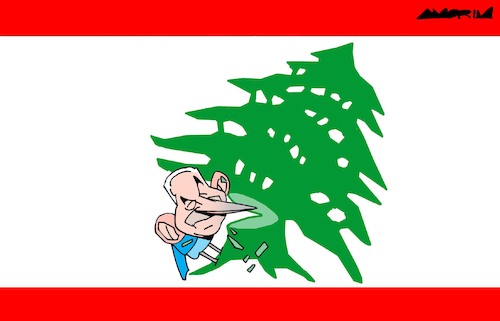 Cartoon: Woodpecker (medium) by Amorim tagged netanyahu,lebanon,hezbollah,netanyahu,lebanon,hezbollah