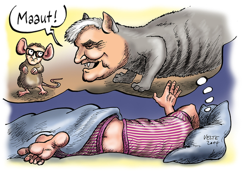 Cartoon: Mauut (medium) by thomasvelte tagged maut,seehofer,dobrindt,alptraum,katze,maus,verkehr,auto,autobahn