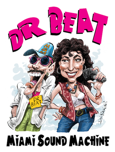 Cartoon: Gloria Estefan (medium) by Ian Baker tagged gloria,estefan,miami,sound,machine,dr,beat,band,music,80s,cuban,cuba,american,usa,song,ian,baker,cartoon,cartoonist,caricature,parody,spoof,satire,havana,tribute,fan