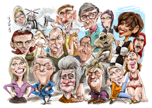 Cartoon: Mugshots in colour (medium) by Ian Baker tagged mug,shots,mugshots,ian,baker,cartoonist,cartoon,caricature,parody,satire,funny,humour,faces,compilation,ugly,pretty,beautiful,weird,collection,monster,alien,famous,celebrity