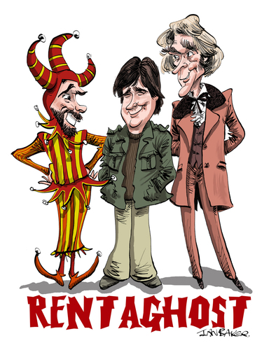 Cartoon: Rentaghost (medium) by Ian Baker tagged tv,children,kids,rentaghost,ghosts,spooks,spooky,halloween,series,seventies,retro,nostalgia,fred,mumford,hubert,davenport,michael,staniforth,timothy,claypole,jester,anthony,jackson,darbyshire,ian,baker,caricature,cartoon