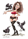 Cartoon: Jannett Mendoza (small) by Ian Baker tagged jannett,mendoza,magic,fashion,model,glamour,mystery,stage,performer,ian,baker,cartoon,caricature,entertainment,ravens,birds