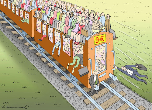 Cartoon: 9 EURO -TICKET (medium) by marian kamensky tagged neun,euro,ticket,neun,euro,ticket