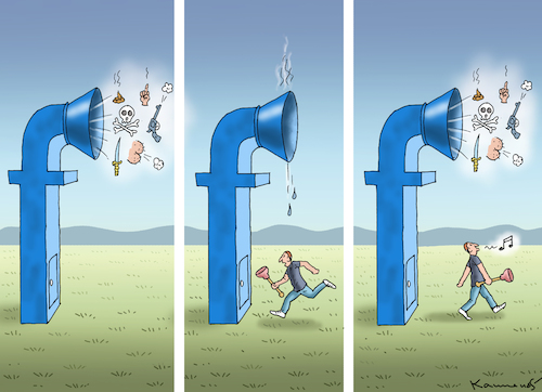 Cartoon: ABFLUSSREINIGER ZUCKERBERG (medium) by marian kamensky tagged abflussreiniger,zuckerberg,facebook,blackout,abflussreiniger,zuckerberg,facebook,blackout