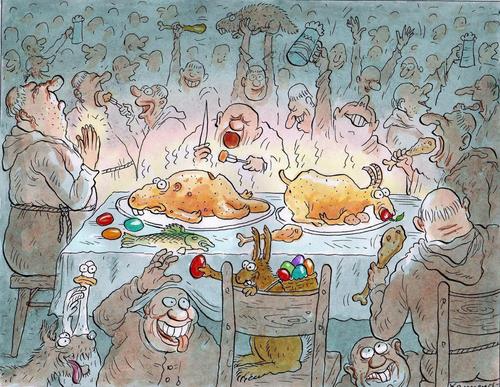Cartoon: Almost Time-Fastenzeit (medium) by marian kamensky tagged humor,illustration,fasten,essen,fastenzeit,religion,ostern,kultur,tradition
