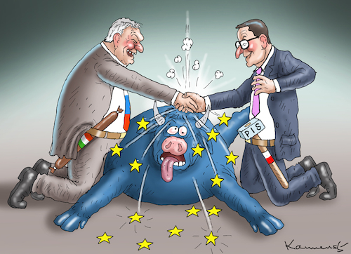 Cartoon: ANTI EU - ORBAN und MORAWIECKI (medium) by marian kamensky tagged orban,morawiecki,eu,orban,morawiecki,eu