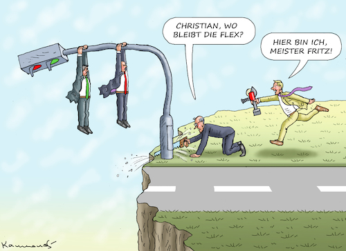 Cartoon: ANTIAMPEL FLEXFRITZ UND LINDNER (medium) by marian kamensky tagged fdp,spd,ampel,grüne,das,wirtschaftspapier,fdp,spd,ampel,grüne,das,wirtschaftspapier