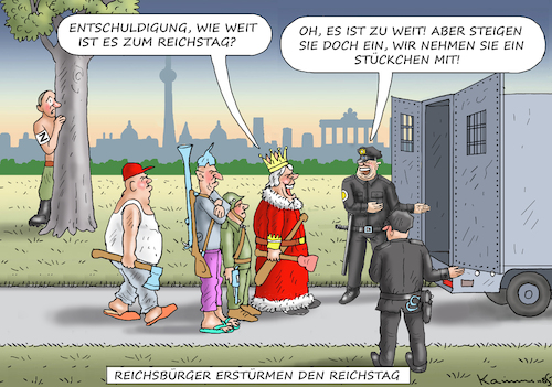 Cartoon: AUFMARSCH DER REICHSBÜRGER (medium) by marian kamensky tagged aufmarsch,der,reichsbürger,aufmarsch,der,reichsbürger