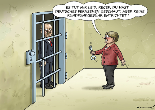 Cartoon: BEILEGUNG DER BÖHMERMANN CAUSA (medium) by marian kamensky tagged böhmermann,erdogan,merkel,satire,zdf,böhmermann,erdogan,merkel,satire,zdf