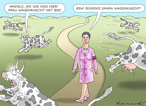 Cartoon: BSW-PUTINSTOLLWUT (medium) by marian kamensky tagged sahra,wagenknecht,bsw,sahra,wagenknecht,bsw