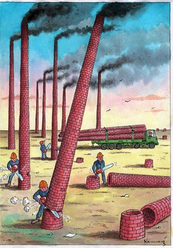 Cartoon: Chimneys (medium) by marian kamensky tagged forest,decline,pollution,global,warming,climate,change