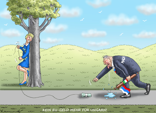 Cartoon: DIE GUTEN NACHRICHTEN! (medium) by marian kamensky tagged eu,gelder,orban,ungarn,eu,gelder,orban,ungarn