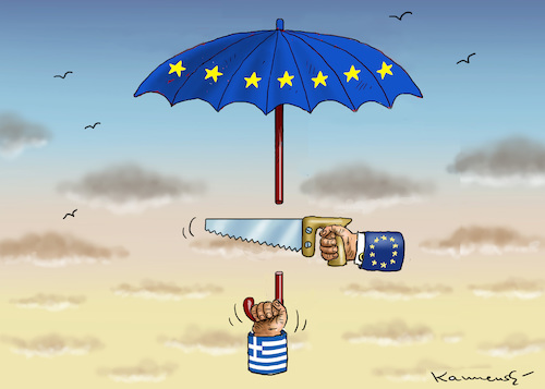 Cartoon: Ende der Hilfen für Griechenland (medium) by marian kamensky tagged finanzkrise,rettungsschirm,griechenland,eu,finanzkrise,rettungsschirm,griechenland,eu