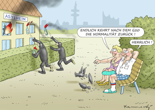 Cartoon: ENDLICH RUHE (medium) by marian kamensky tagged g20,in,hamburg,welcome,to,hell,g20,in,hamburg,welcome,to,hell