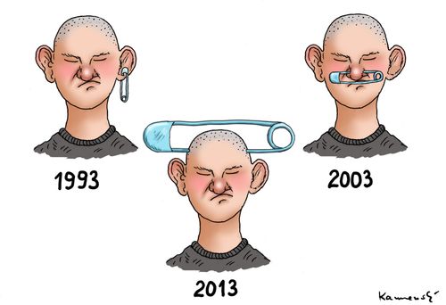 Cartoon: Entwicklung der Pubertät (medium) by marian kamensky tagged pubertät,extremismus,moderne,zeit,pubertät,extremismus,moderne,zeit