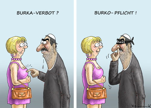 Cartoon: ES WIRD ZEIT FÜR DEN BURKO (medium) by marian kamensky tagged burka,erlaubt,burka,erlaubt