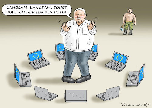 Cartoon: EU-DIGITALGIPFEL (medium) by marian kamensky tagged belarus,lukaschenko,diktatur,belarus,lukaschenko,diktatur