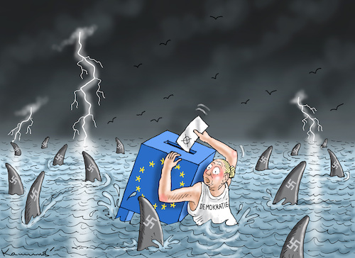 Cartoon: EU QUALEN (medium) by marian kamensky tagged eu,wahlen,afd,rechtsradikal,lügen,krah,korruption,spionage,eu,wahlen,afd,rechtsradikal,lügen,krah,korruption,spionage