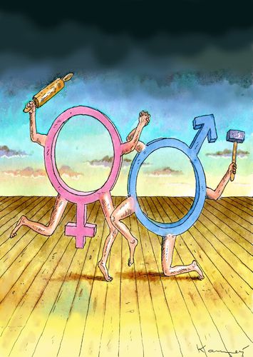 Cartoon: Fight Male - Female (medium) by marian kamensky tagged male,female