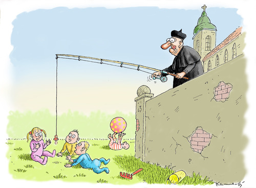 Cartoon: Fishing (medium) by marian kamensky tagged humor,kinder,fischen,fischer,religion,kultur,schnuller,sexuelle belästigung,missbrauch,kirche,sexuelle,belästigung