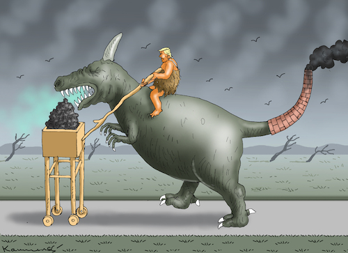 Cartoon: FOSSILE WIRTSCHAFT (medium) by marian kamensky tagged fossile,wirtschaft,trump,usa,fossile,wirtschaft,trump,usa