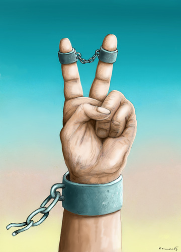 Cartoon: Freedom (medium) by marian kamensky tagged humor,illustration,finger,frieden,gefangenschaft,gefangen,gefängnis,freiheit