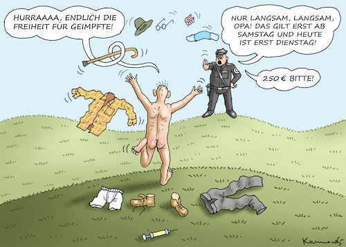 Cartoon: FREIHEIT FÜR GEIMPFTE (medium) by marian kamensky tagged freiheit,für,geimpfte,freiheit,für,geimpfte