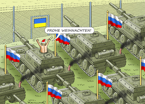 Cartoon: FROHE WEIHNACHTEN UKRAINE! (medium) by marian kamensky tagged putins,bescherung,ukraine,provokation,putins,bescherung,ukraine,provokation