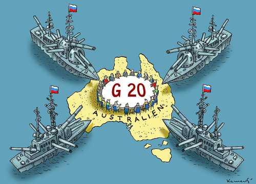 Cartoon: G 20 IN AUSTRALIEN (medium) by marian kamensky tagged 20,in,australien,russland,putin,20,in,australien,russland,putin