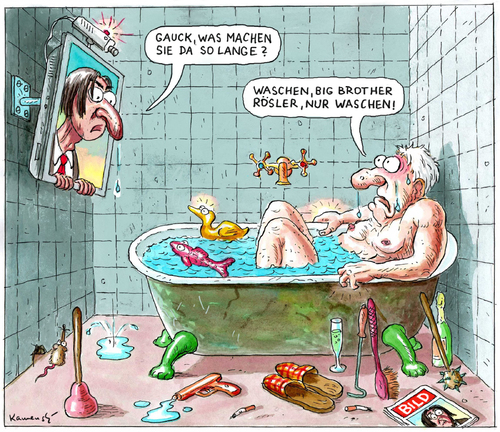 Cartoon: Gauck im Big Brother (medium) by marian kamensky tagged joachim,gauck,big,bother,schloss,bellevue,präsident,joachim gauck,bellevue,joachim,gauck